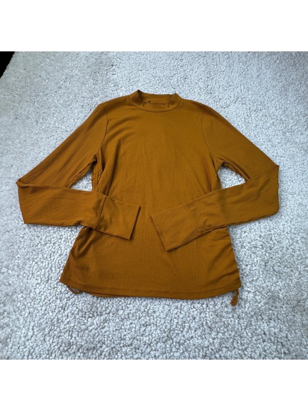 Prana Blazing Star Long Sleeve Top Spiced Mustard Slim Fitted Womens Large